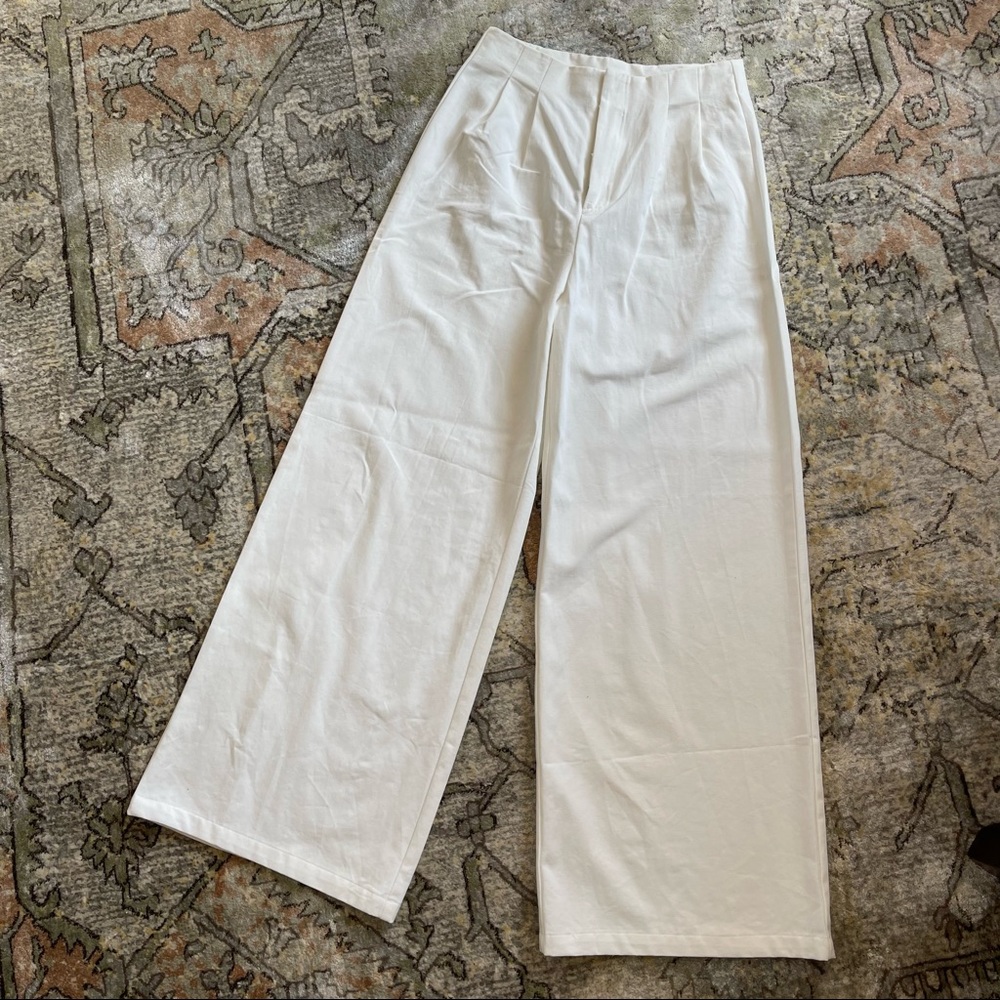 White Wide Leg Trousers